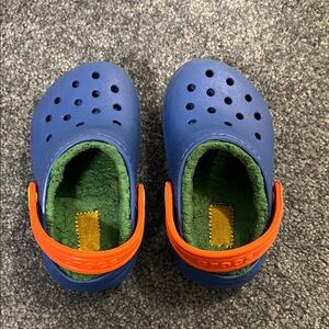 Kids Blue and Orange lined Clogs
